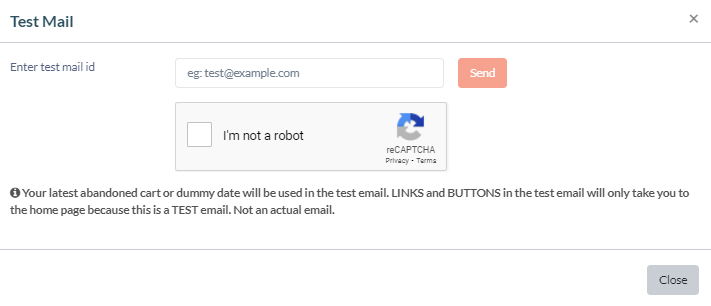 enter test email address