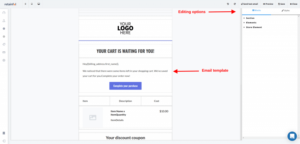 email editor in retainful