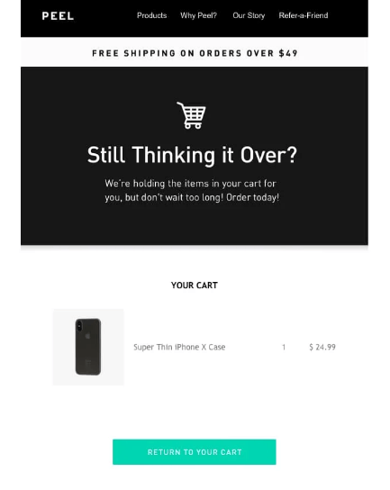 Abandoned cart email