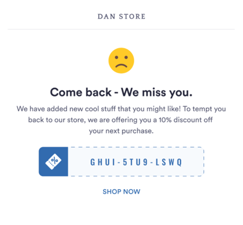 Dan Store Win back email