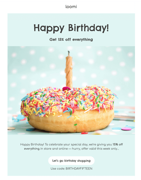 Loomi wishing happy birthday via email