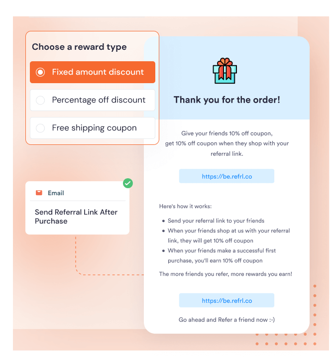 separate rewards and send customized emails