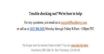 Shopify Abandoned cart email footer example