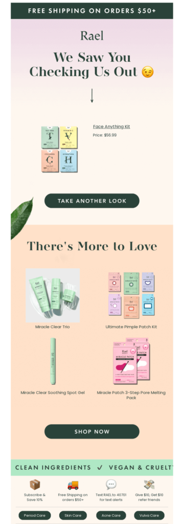 Cross-selling Shopify abandoned cart email template