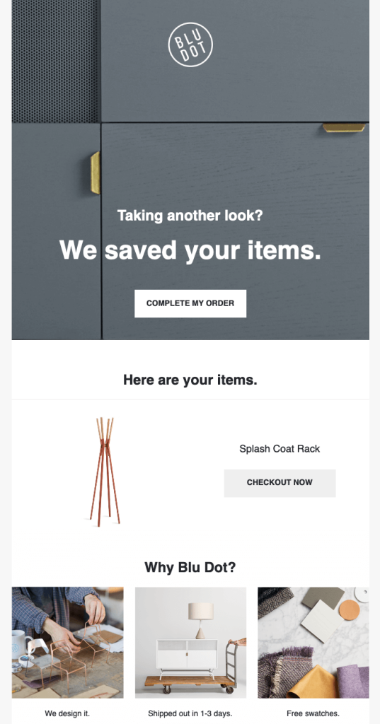 Gentle reminder abandoned cart email template