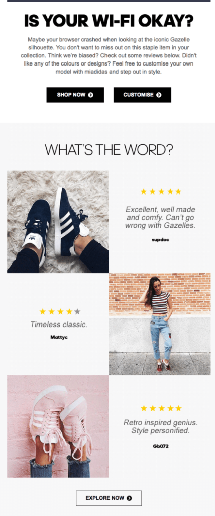 Shopify Abandoned cart email template by Adidas