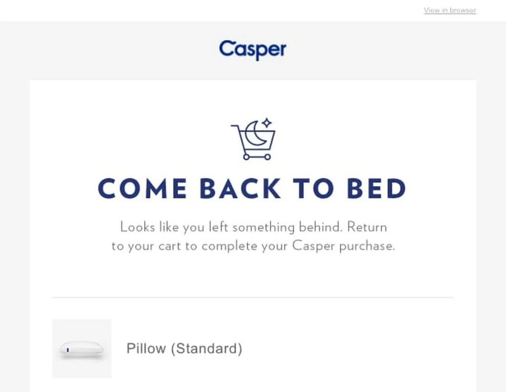 Casper Subject lines for creating curiosity in abandoned cart email