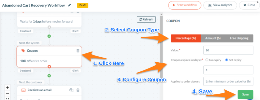 Configuring the dynamic coupon in the Retainful plugin
