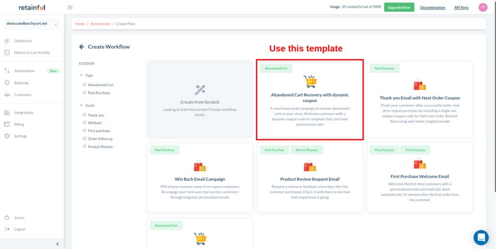 Creating a Workflow in the Retainful plugin