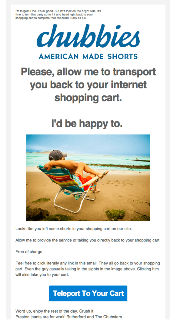 chubbies abandoned cart email