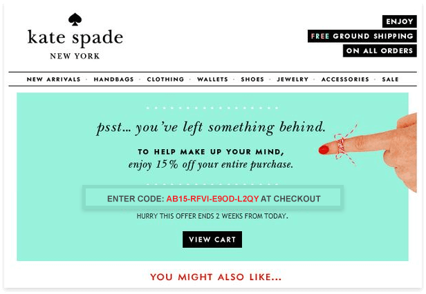 Personalized discount abandoned cart email