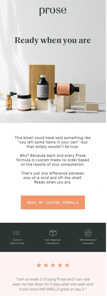 Social proof abandoned cart email example