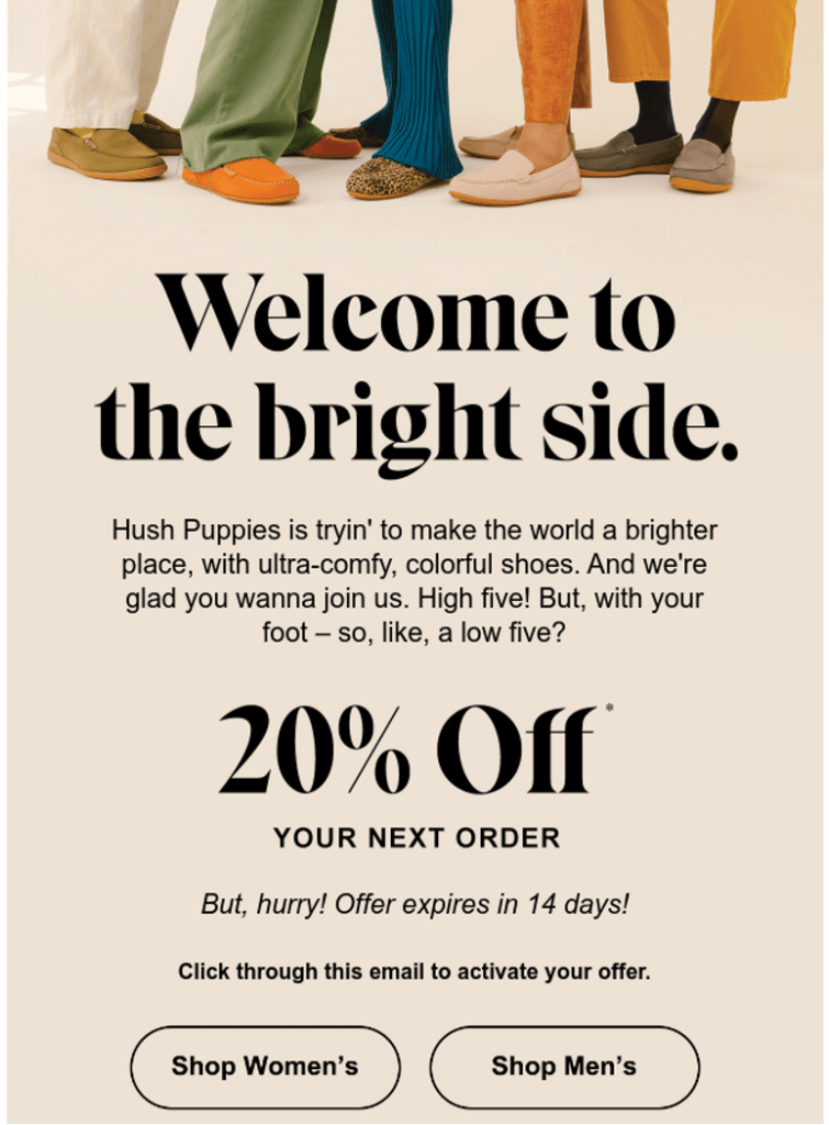 A Welcome email template