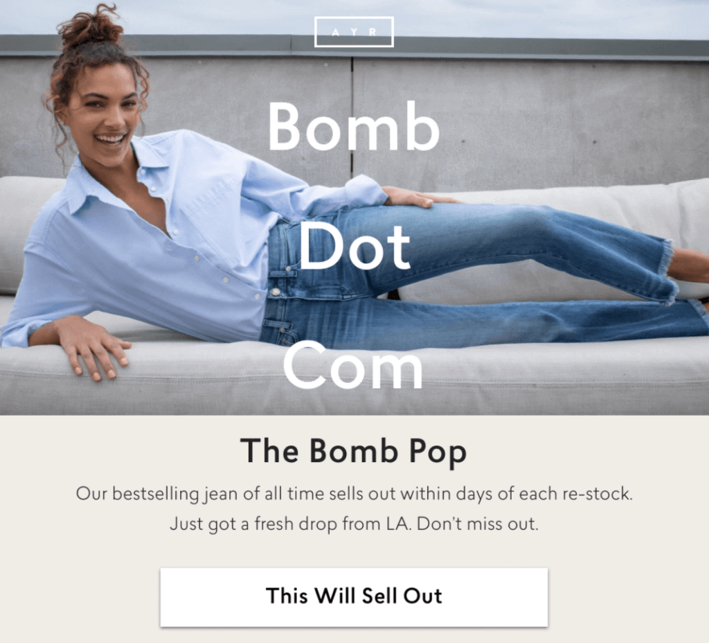 A back-in-stock email template