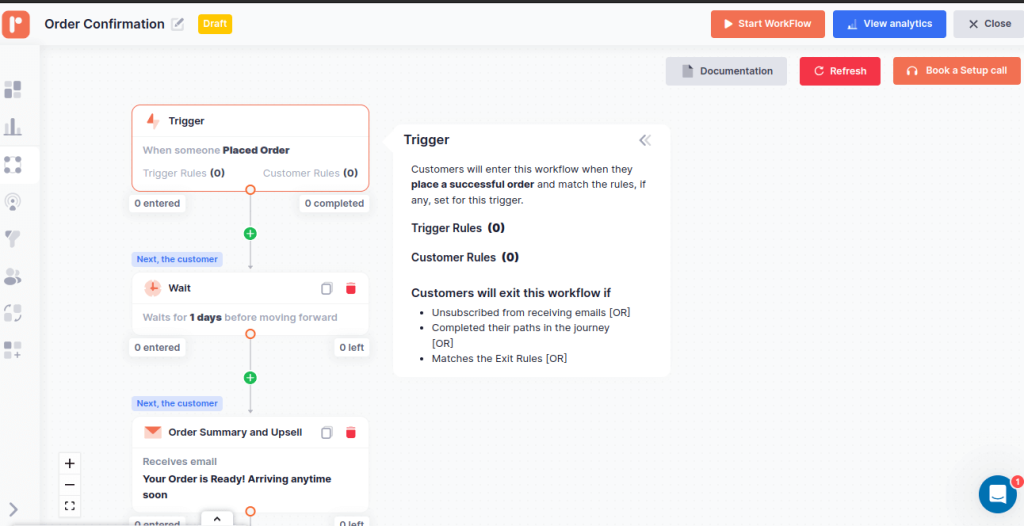 Order confirmation email workflow in Retainful