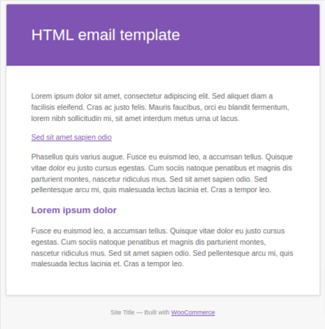 Preview of customized WooCommerce order email template