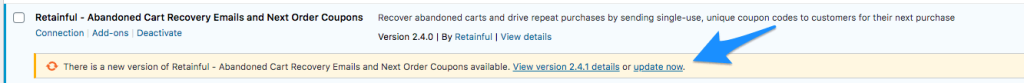 Updating Retainful plugin WooCommerce