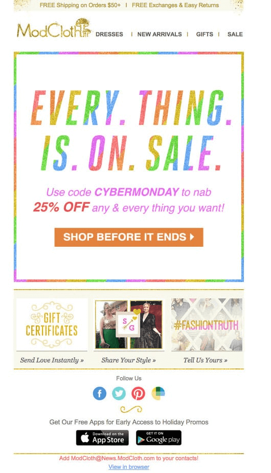 Colourful Black Friday email