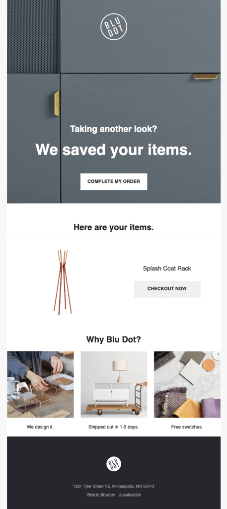 Gentle reminder abandoned cart email template