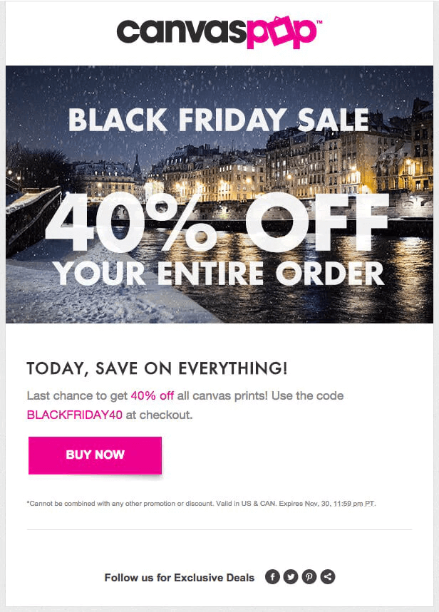 Sale announcement black friday email example