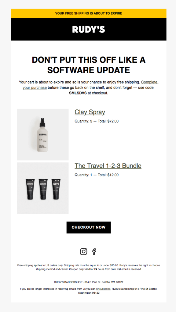 Abandoned cart email template