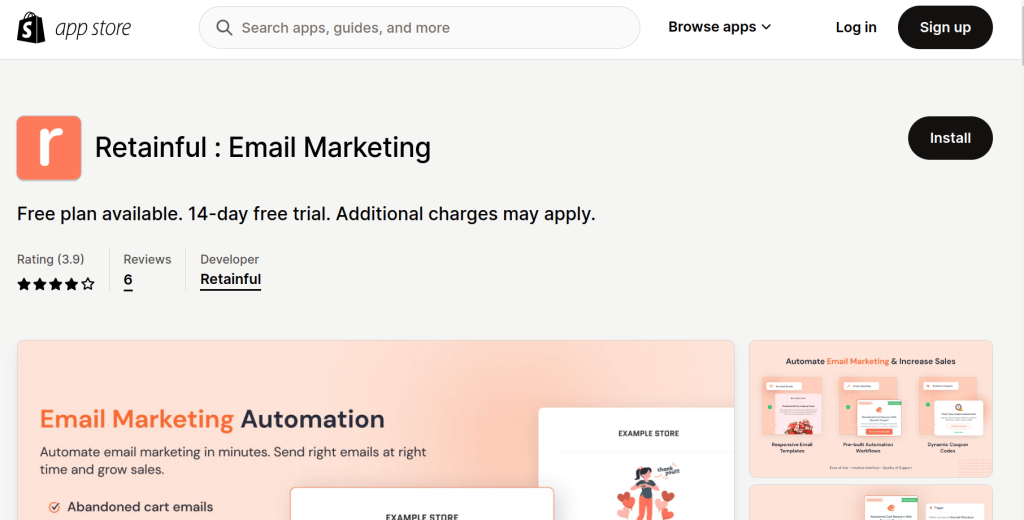 Installation of Retainful Shopify abandoned cart app