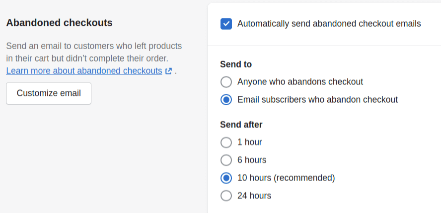 Shopify Abandoned Checkout