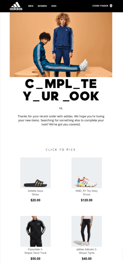 Cross-sell post-purchase email template