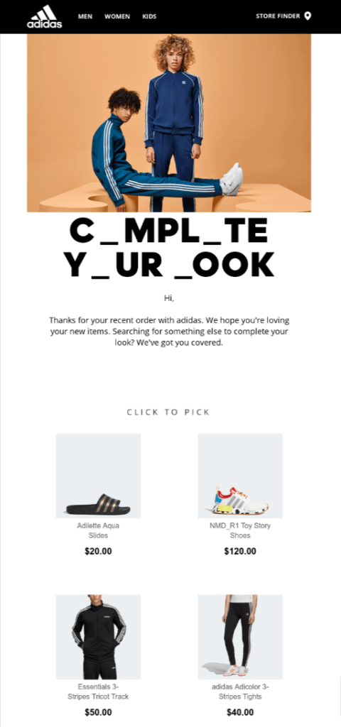 Cross-sell after-purchase email template