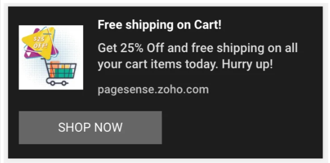 Push notification example to recover Shopify abandoned cart