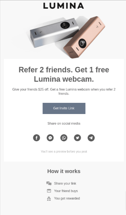 Referral post-purchase email template