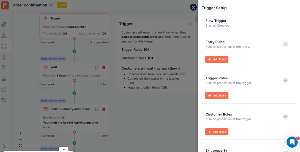 Setting triggers, entry rules in Retainful