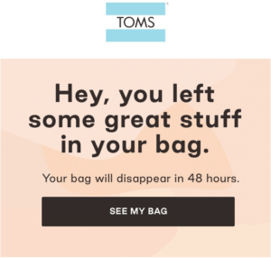  CTA example in abandoned cart email