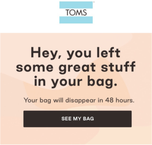 CTA examples in abandoned cart email