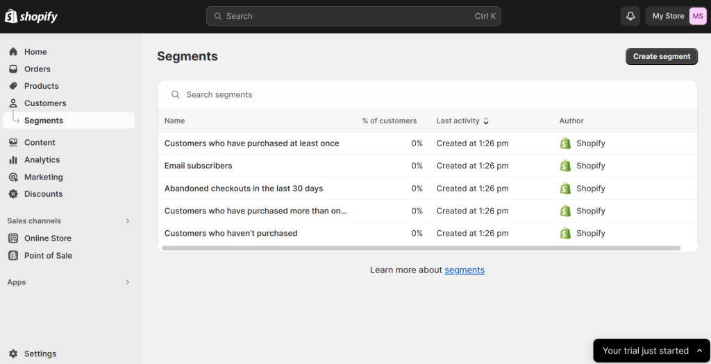  Creating segments in Shopify
