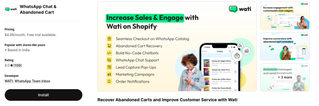 Wati Shopify WhatsApp App