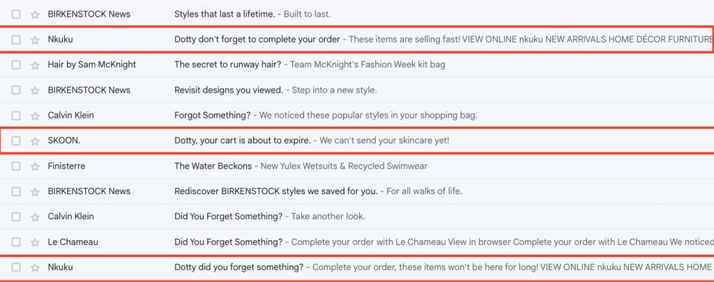 enticing abandoned cart email subject line