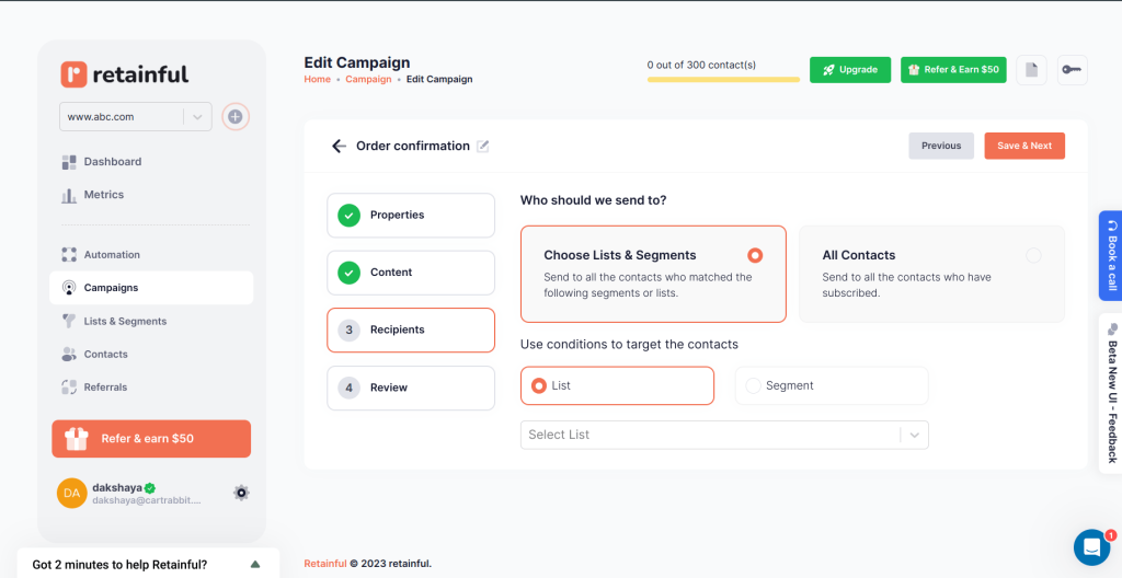 Selecting recipients to send Shopify email marketing campaigns