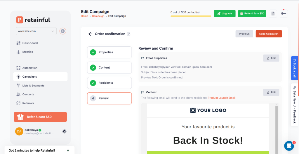 Sending the Shopify email marketing campaign