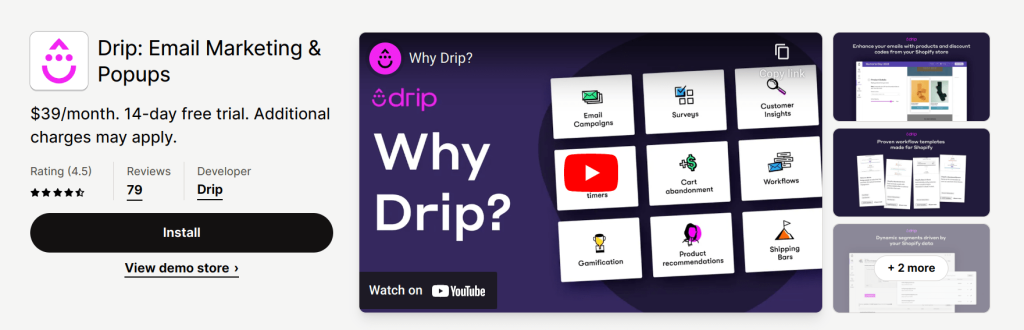 Drip email marketing app for Shopify