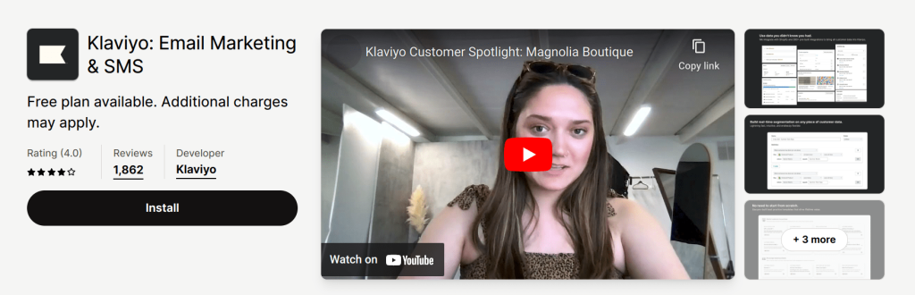 Klaviyo email marketing app for Shopify