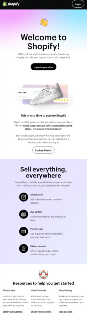 B2B Welcome email campaign example with actionable next steps