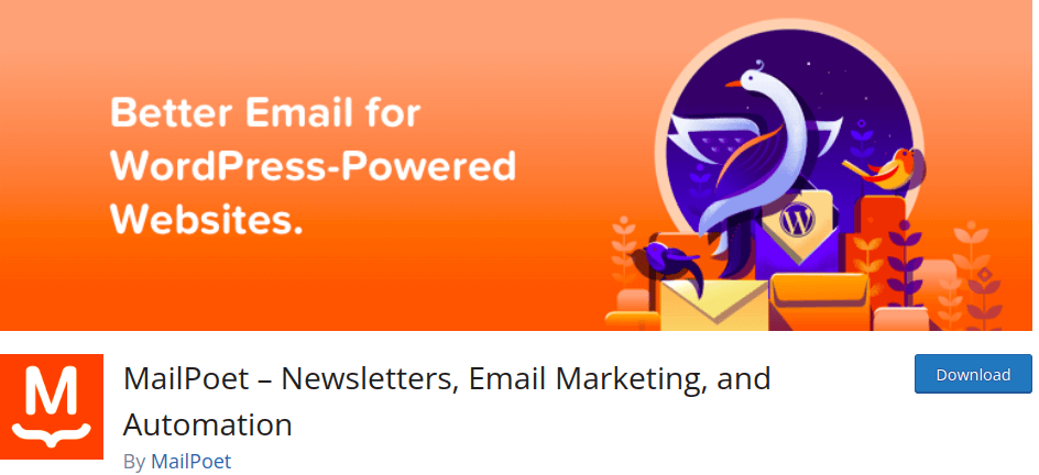 Mailpoet email marketing plugin for WordPress