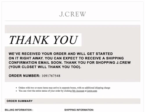 order confirmation email