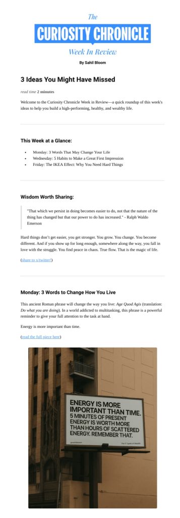 Editorial email newsletter format