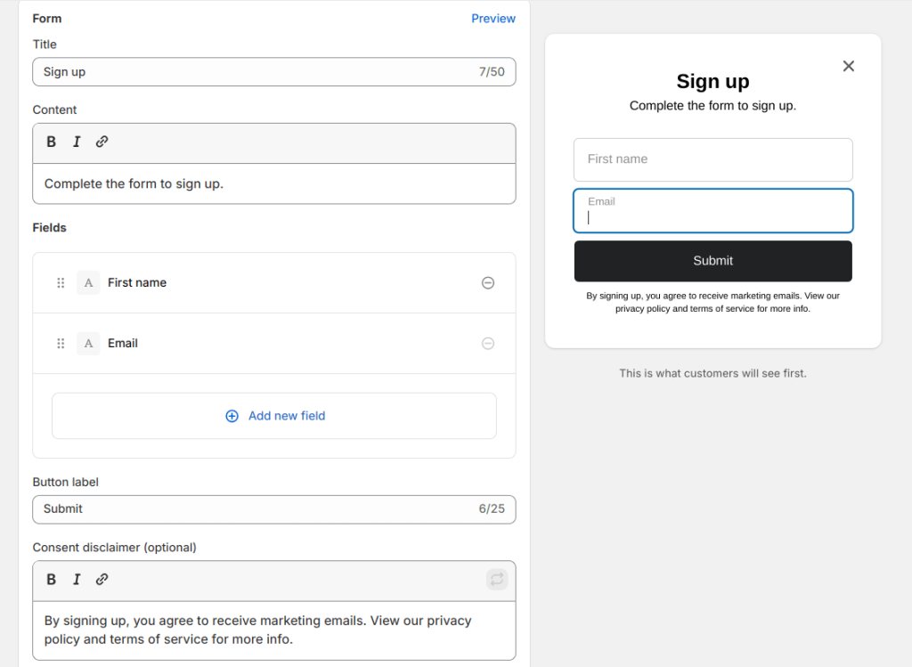 Customizing Shopify popup message