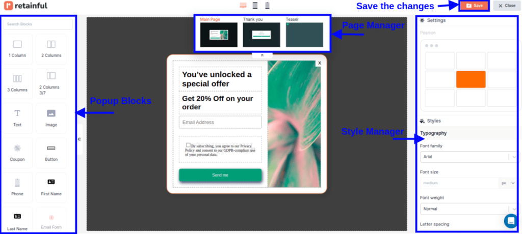 Customizing the popup design and template 