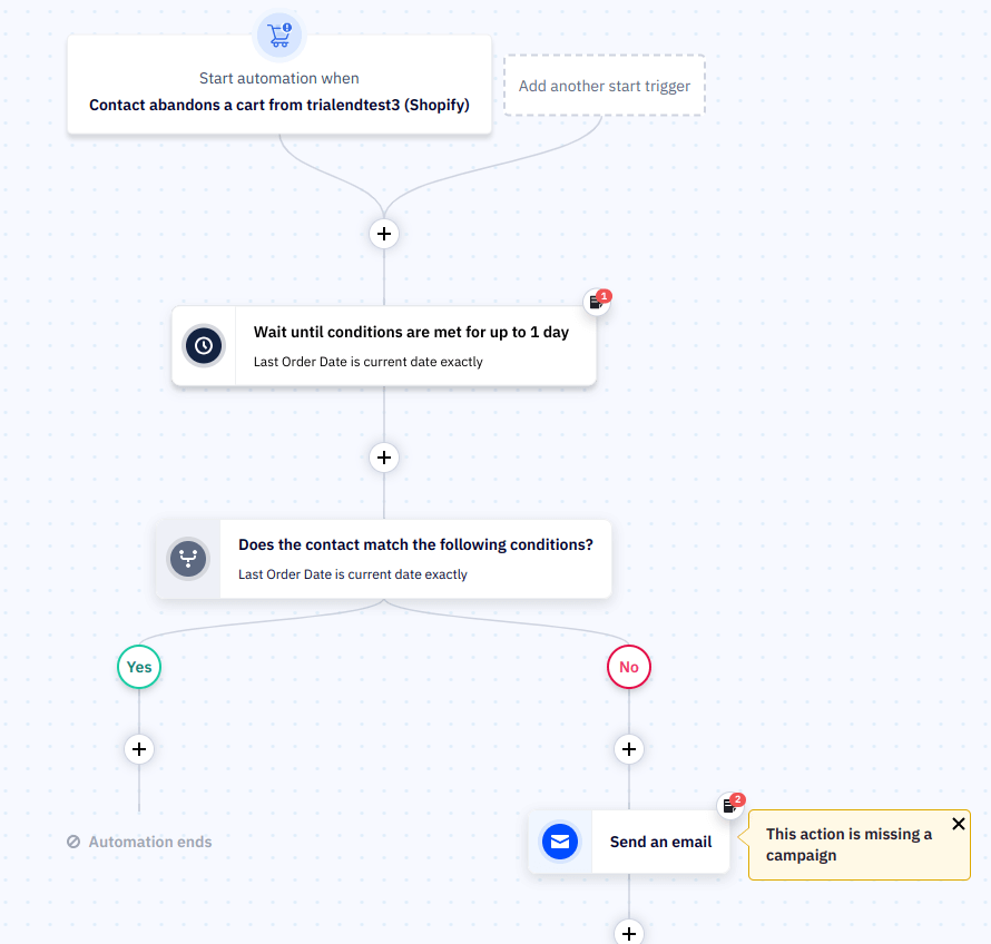 Email automation builder in the ActiveCampaign alternative to Mailchimp