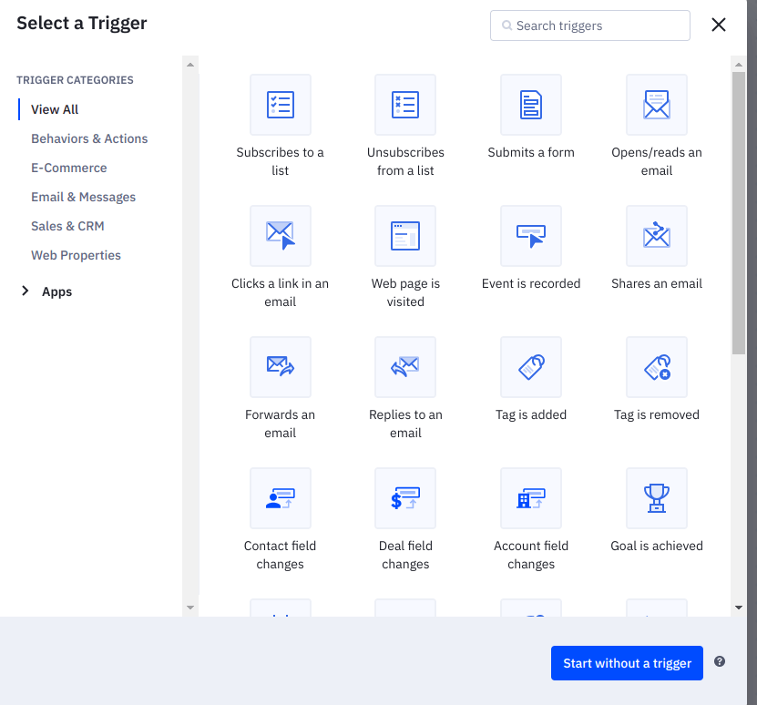 Email automation triggers in the ActiveCampaign Mailchimp competitor