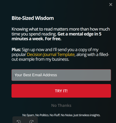 Farnam Street email newsletter signup  example